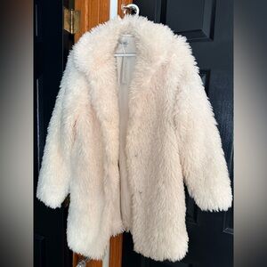 Boutique White Faux Fur Coat NWT